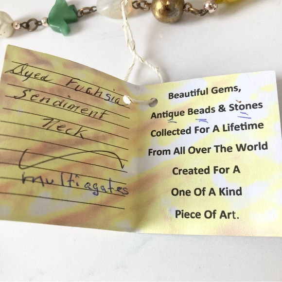 Multi Agates Dyed Fuchsia Sediment Necklace - Picture 4 of 5